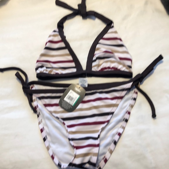 Mossimo Supply Co. Other - Bikini size M. NWT. Brown/tan/maroon/white stripes